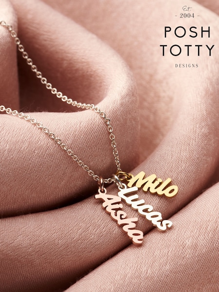 Posh Totty Designs Gold Tone Mixed Family Name Charm Necklace (W24125) | £75