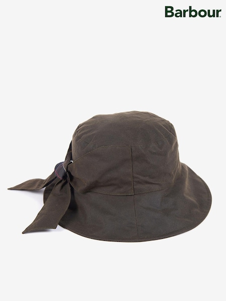 Barbour® Green Brambling Wax Bow Bucket Hat (W24231) | £43