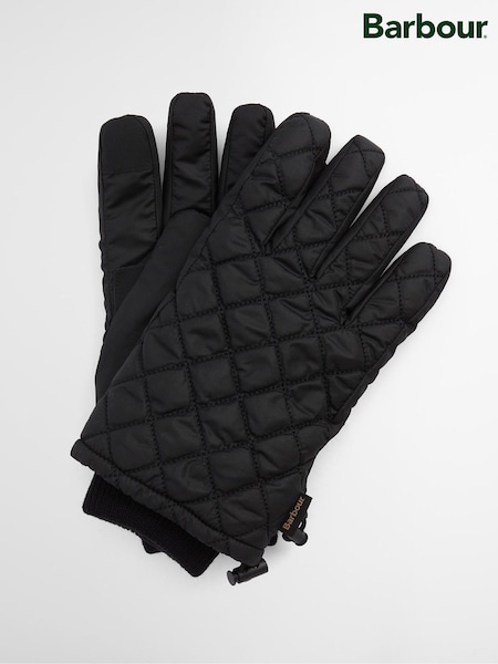 Barbour® Black Harker Waterproof Quilted Gloves (W24240) | £45