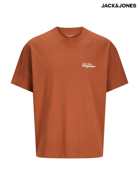 JACK & JONES Red 100% Cotton Artistic Back Print T-Shirt (W24278) | £18