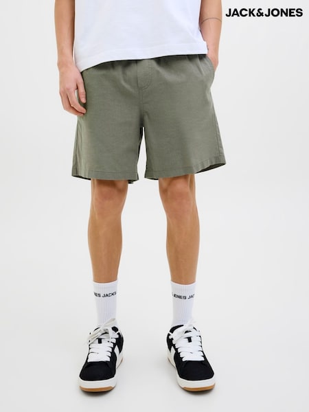JACK & JONES Green Linen Blend Drawstring Shorts (W24327) | £25