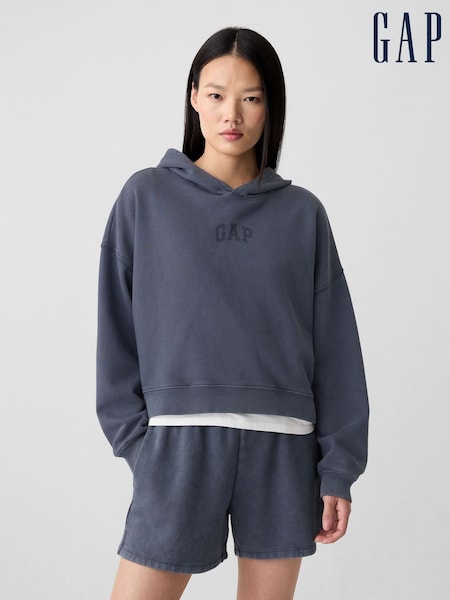 Gap Blue Relaxed Mini-Logo Cropped Hoodie (W24361) | £35