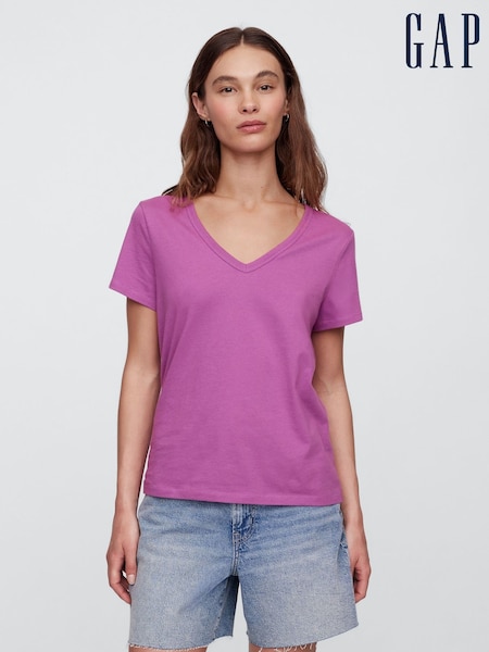 Gap Purple Favourite V-Neck Short Sleeve T-Shirt (W24362) | £12