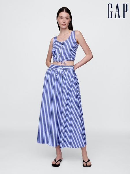 Gap Blue Stripe Cinched-Hem Cropped Top (W24365) | £35