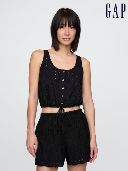 Gap Black Cinched-Hem Cropped Top (W24366) | £35
