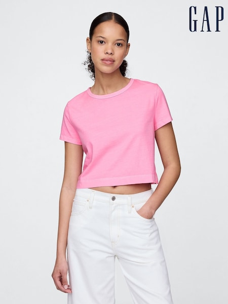 Gap Pink VintageSoft Cropped T-Shirt (W24373) | £15