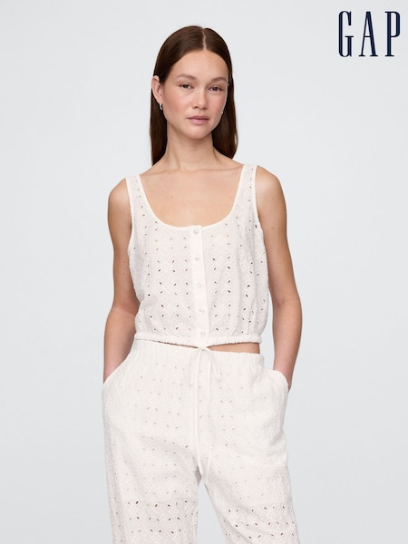 Gap White Cinched-Hem Cropped Top (W24390) | £35