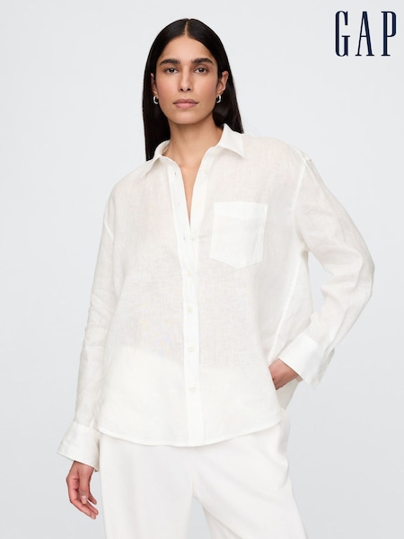 Gap White 100% Linen Oversized Shirt (W24409) | £75
