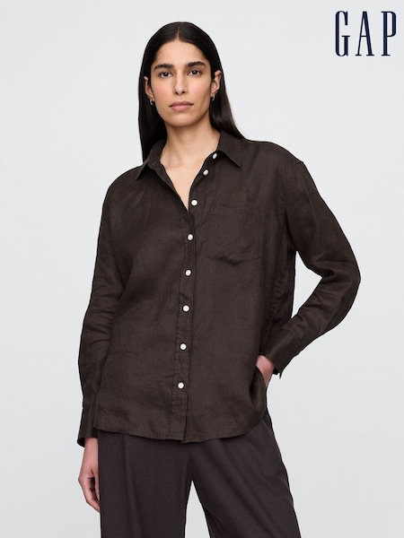 Gap Brown 100% Linen Oversized Shirt (W24414) | £75
