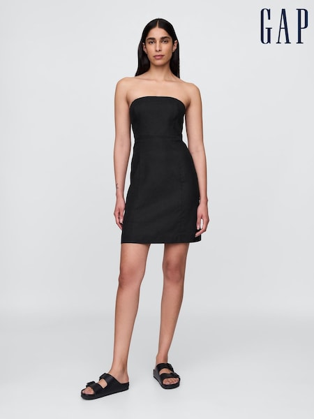 Gap Black Linen-Blend A-Line Mini Dress (W24459) | £60