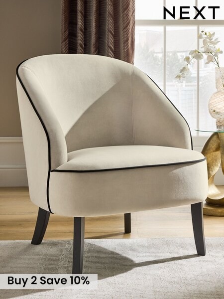 Soft Velvet Pebble Natural Remi High Back Wood Accent Chair (W24542) | £275