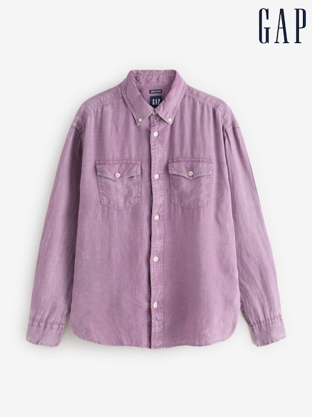 Gap Purple 100% Linen Classic Shirt (W24574) | £70