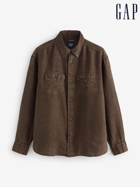 Gap Brown 100% Linen Classic Shirt (W24582) | £70