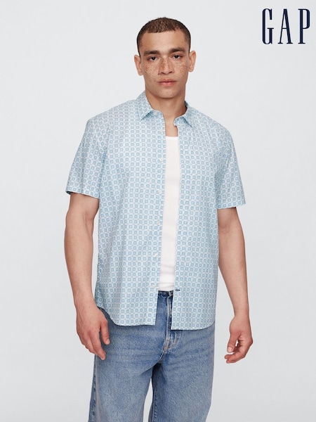 Gap Blue Stretch Poplin Shirt in Standard Fit (W24594) | £30