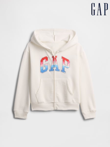 Gap White/Red Zip Up Logo Hoodie (4-13yrs) (W24596) | £25