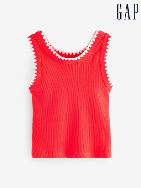 Gap Red Sleeveless Rib Tank Top (W24603) | £8