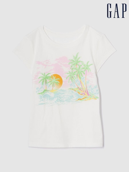 Gap White Palm Tree Graphic Short Sleeve T-Shirt (4-13yrs) (W24605) | £10