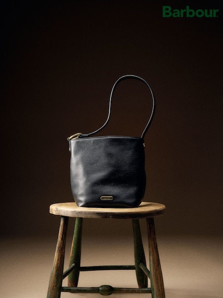 Barbour® Black Cedar Leather Bucket Bag (W24634) | £119