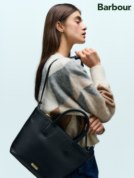 Barbour® Black Birch Leather Tote Bag (W24639) | £179