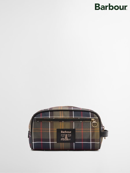 Barbour® Green Tartan Wax Washbag (W24652) | £37