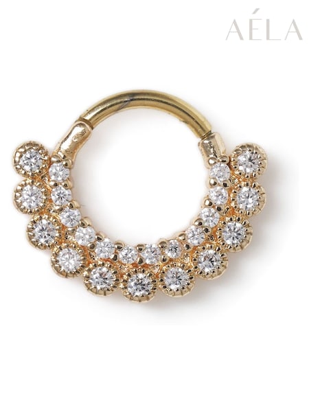Aela Gold Tone Cubic Zirconia Hoop Piercing Earrings (W24824) | £25
