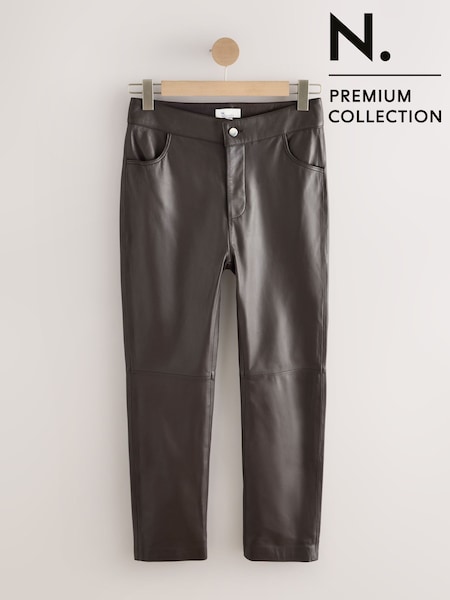 Chocolate Brown N. Premium Real Leather Trousers (W24933) | £160