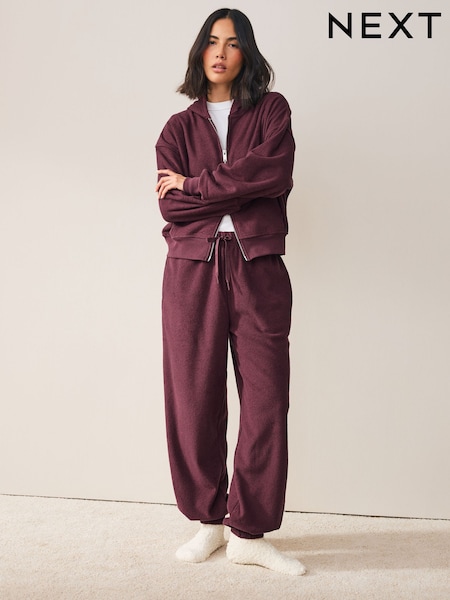 Burgundy Cotton Towelling Cuffed Joggers (W24947) | £30
