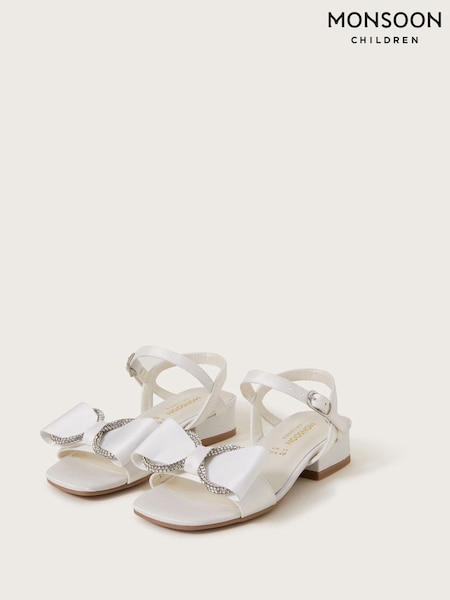 Monsoon Natural Diamante Bow Satin Heels (W24975) | £25 - £29