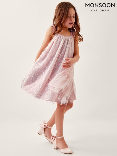 Monsoon Pink Rosalee Sequin Tulle Swing Dress (W24980) | £38 - £42
