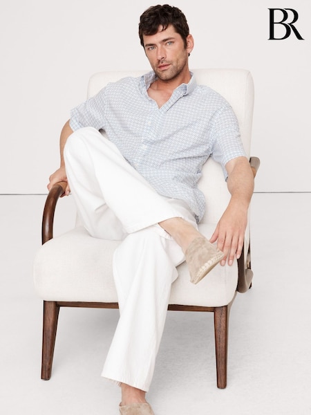 Banana Republic Blue Relaxed-Fit Summerweight Cotton Short-Sleeve Shirt (W24995) | £50
