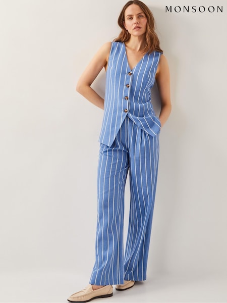 Monsoon Blue Susan Stripe Trousers (W25052) | £69
