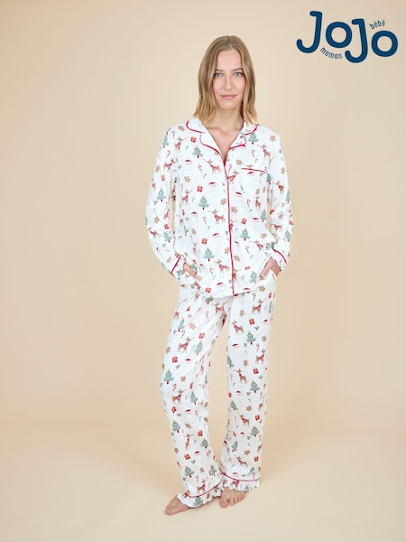 JoJo Maman Bébé Cream Women's Christmas Pyjama Set (W25112) | £39.50
