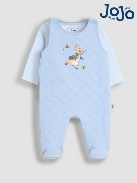 JoJo Maman Bébé Blue Quilted 2-Piece Dungaree Set (W25120) | £30