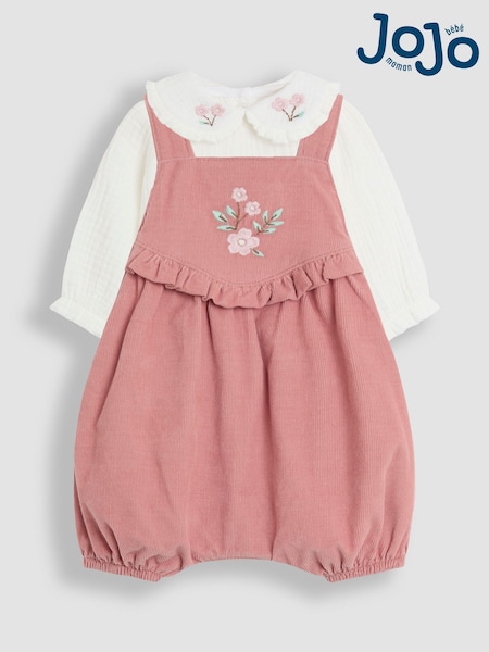 JoJo Maman Bébé Pink Cord Bubble Romper & Collared Body Set (W25126) | £30 - £32
