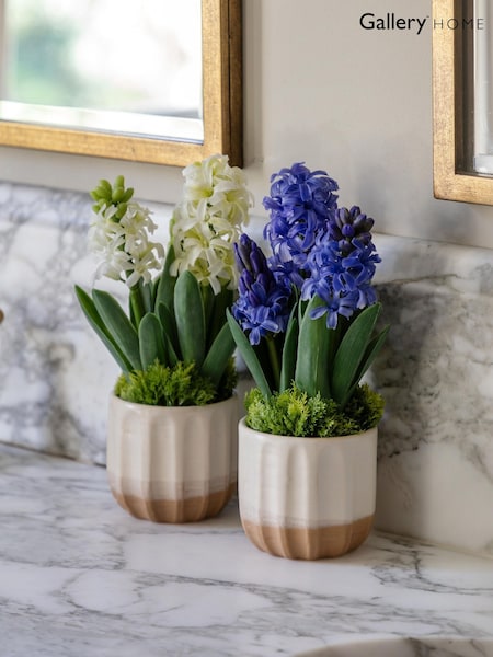 Gallery Home Set of 2 Purple Faux Spring Hydrangea in Ceramic Pots (W25211) | £36