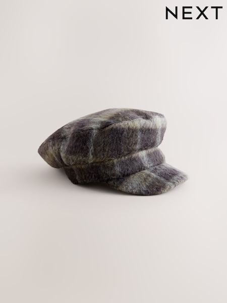 Brown Check Baker Boy Hat (W25264) | £16
