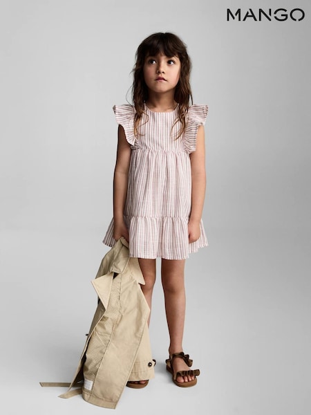 Mango Natural Ruffle Stripe Dress (W25310) | £26
