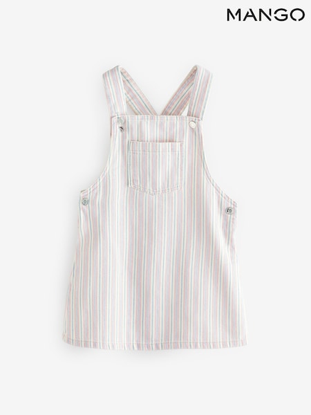 Mango Cream Stripe Denim Pinafore Dress (W25312) | £20