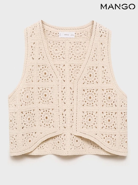 Mango Brown Crochet Waistcoat (W25320) | £26