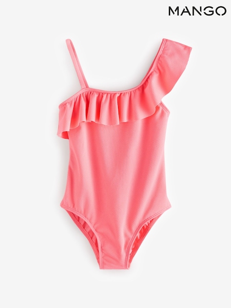Mango Orange Asymmetric Ruffle Swimsuit (W25321) | £20
