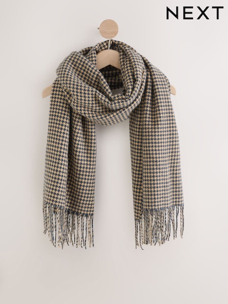 Navy Houndstooth Midweight Scarf (W25342) | £18