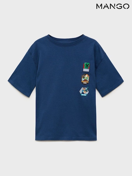 Mango Blue Minecraft Cotton T-Shirt (W25363) | £15
