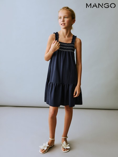 Mango Blue Amelia 100% Cotton Dress (W25364) | £20