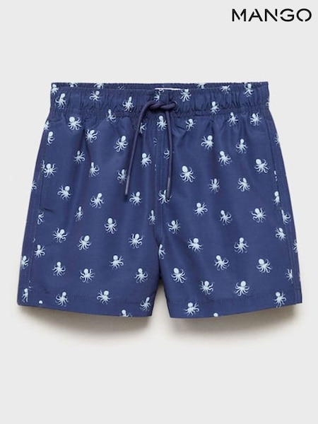 Mango Blue Printed Swim Shorts (W25367) | £16