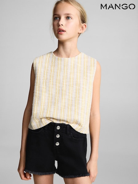 Mango Black Frayed Hem Denim Shorts (W25370) | £18