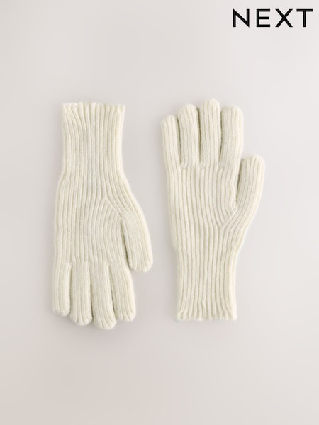Cream Rib Knit Gloves (W25403) | £12
