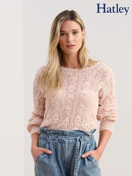 Hatley Pink Pointelle Jumper Floral Print Blush (W25458) | £85