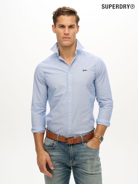 Superdry Blue Essentials Tailored Lite 100% Cotton Shirt (W25528) | £45