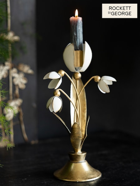 Rockett St George White Metal Floral Candle Holder (W25584) | £32