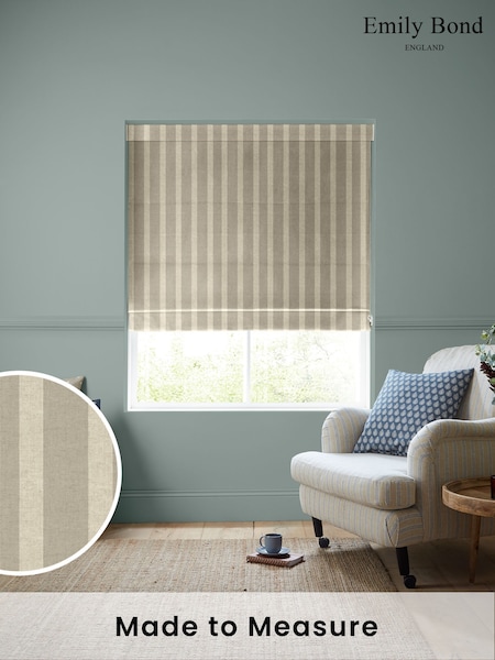 Emily Bond Natural Taupe Parasol Stripe Made to Measure Roman Blind (W25642) | £84